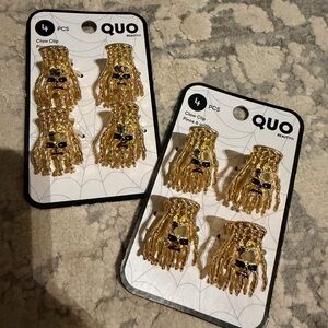 QUO BEAUTY Hair Small Claw Clips Gold Hardware Skulls X 2 Packs Bundle BRAND NEW